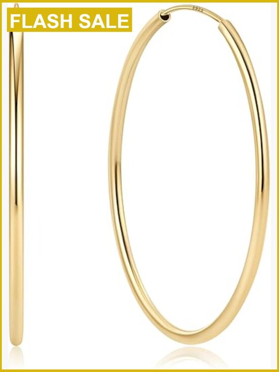 925 Sterling Silver Hoop Earrings Hypoallergenic Lightweight 50mm
